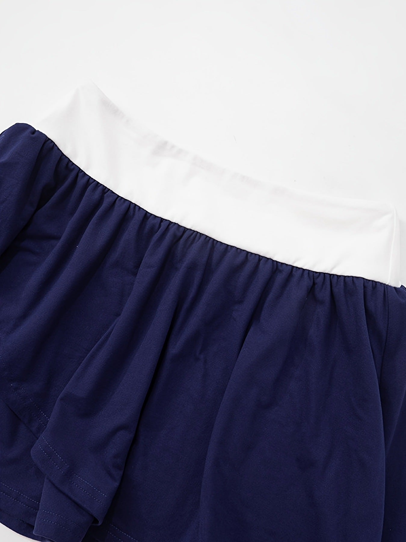 Women's Sports Color Block Round Neck Short Sleeve Sexy Slim T shirt Skirt Two Piece Set 5