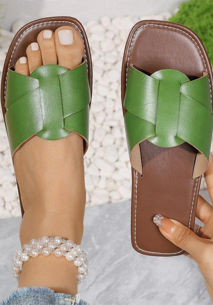 Summer Plus Size women's fashionable leather flip flops outdoor wear flat slippers