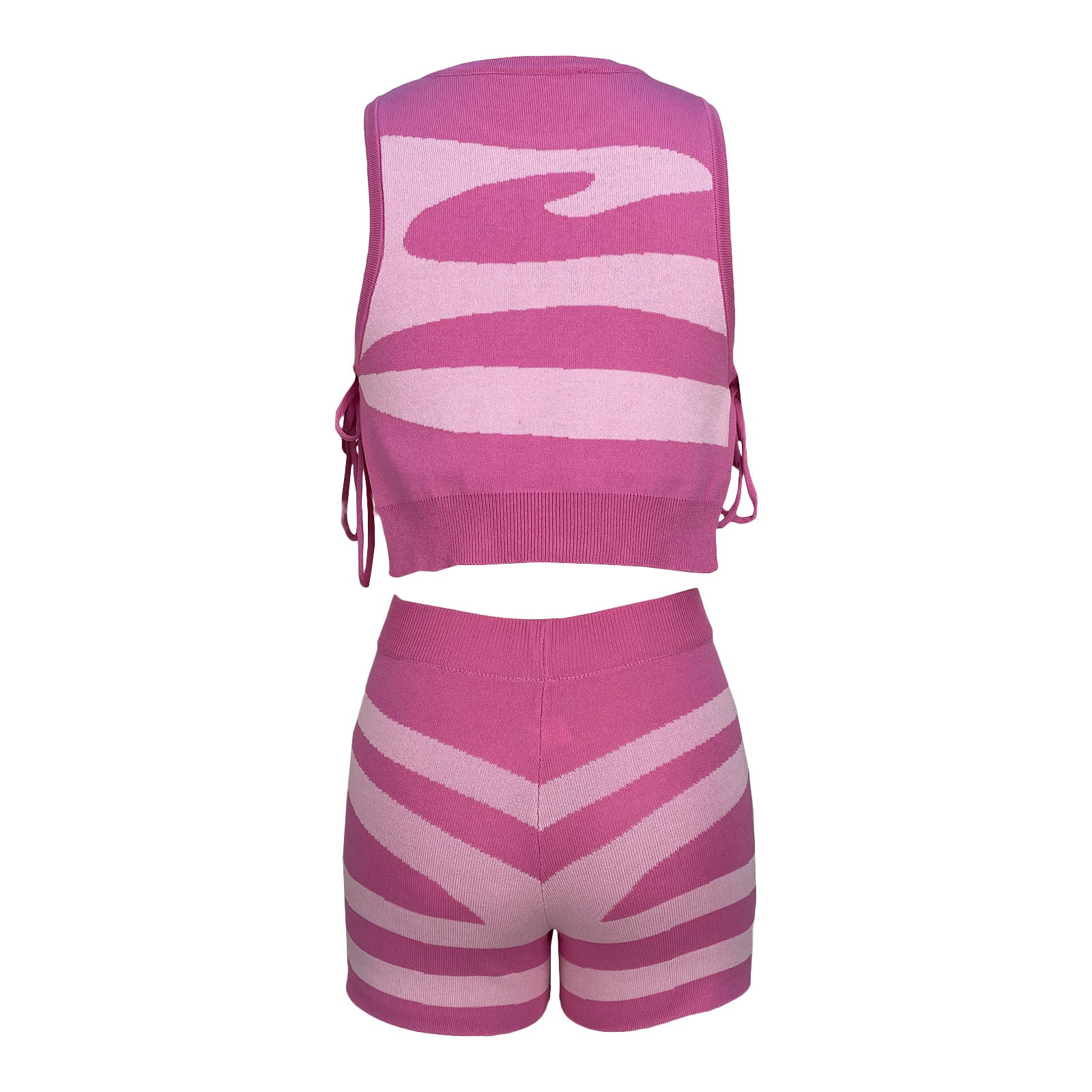 Women Sleeveless Tank Top Lace-Up Printed Casual Top and Shorts Two-Piece Set 28