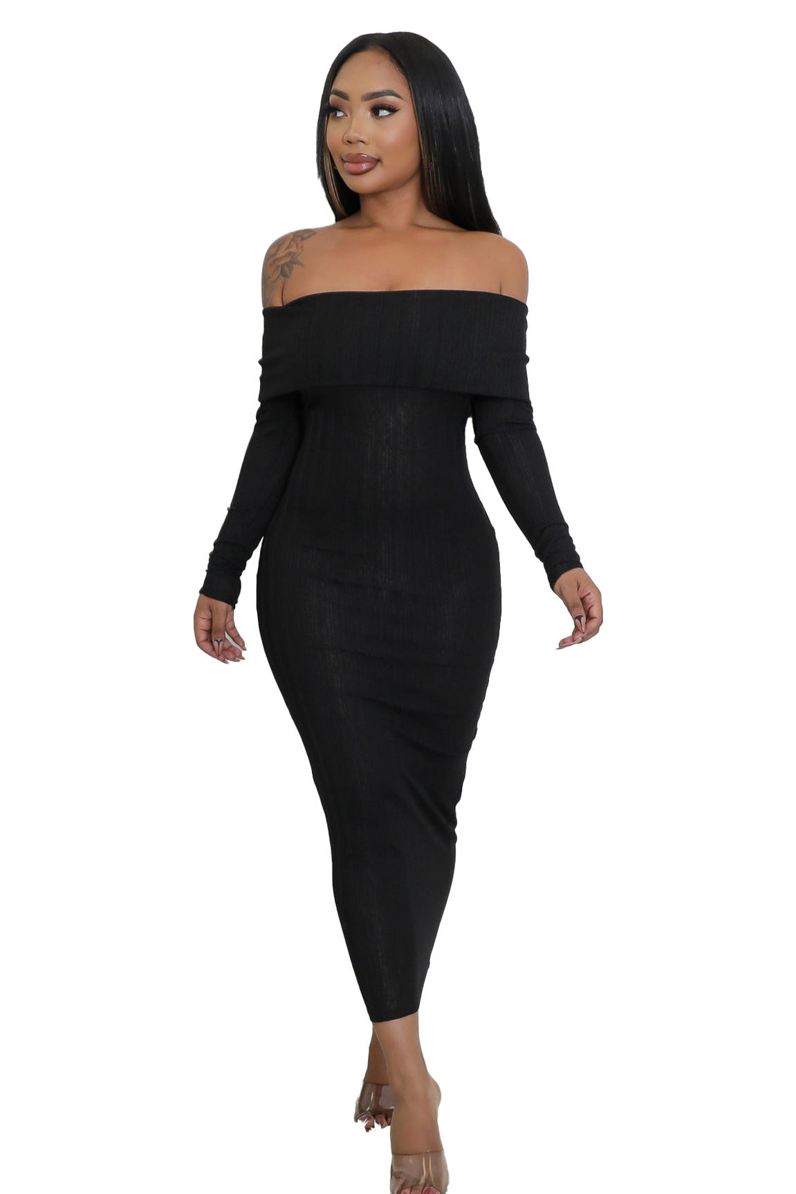 Women Off Shoulder Long Sleeve Elegant Formal Party Dress 10