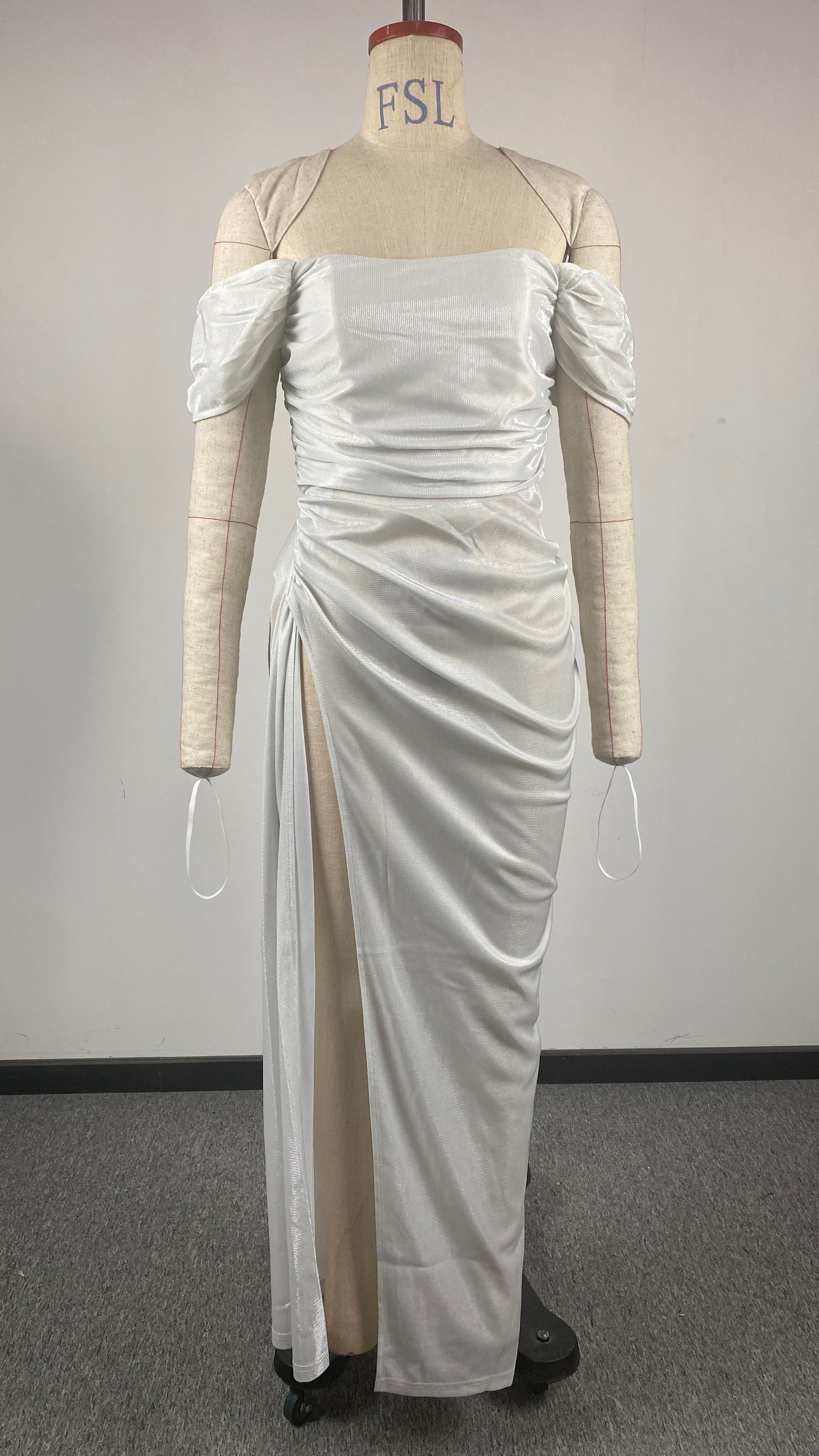 Spring Summer Ladies Sexy Glitter Off Shoulder Slit Prom Gown Dress 8