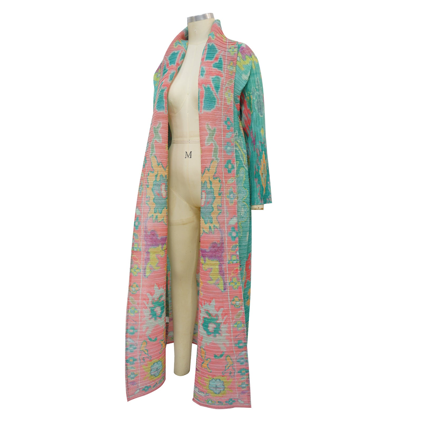 Pleated Printed Plus Size Windbreaker Long Coat For Women 12