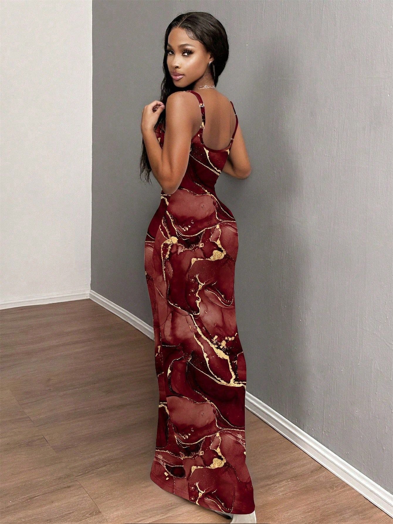 Women Summer Striped Printed Backless Sleeveless Dress 5