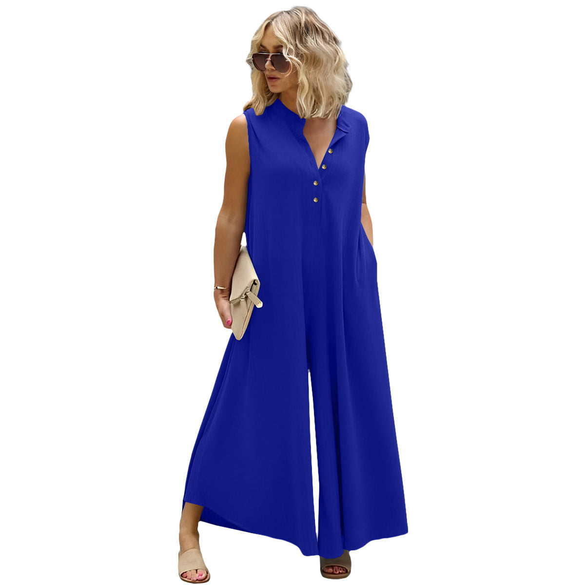 Plus Size Women's Fashion Casual Button Down Jumpsuit 5