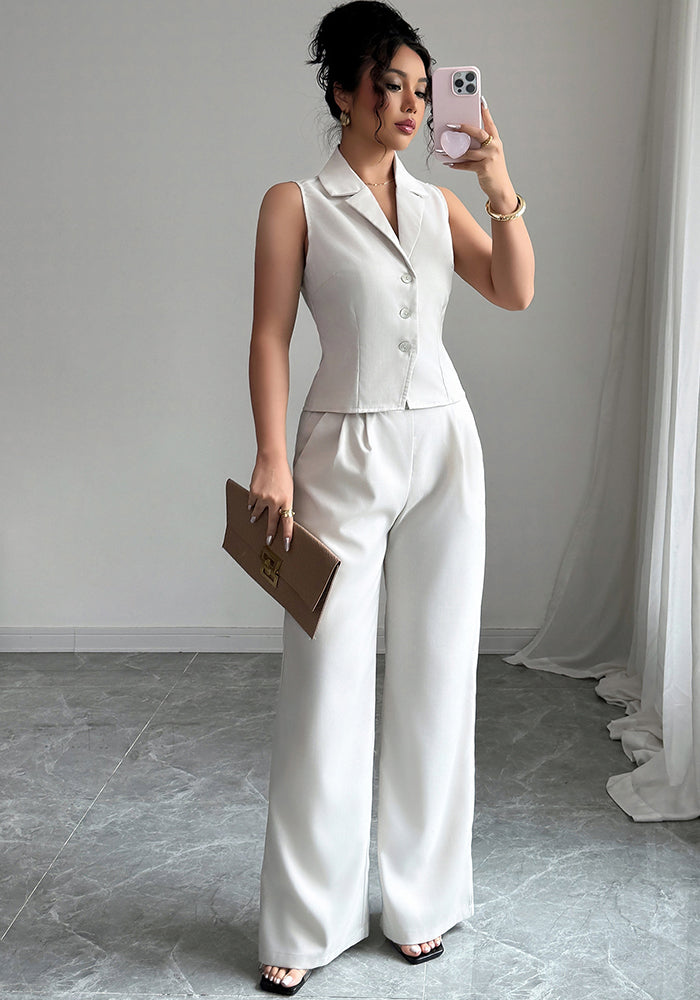 French Holiday Button-Down Vest & Pants Set