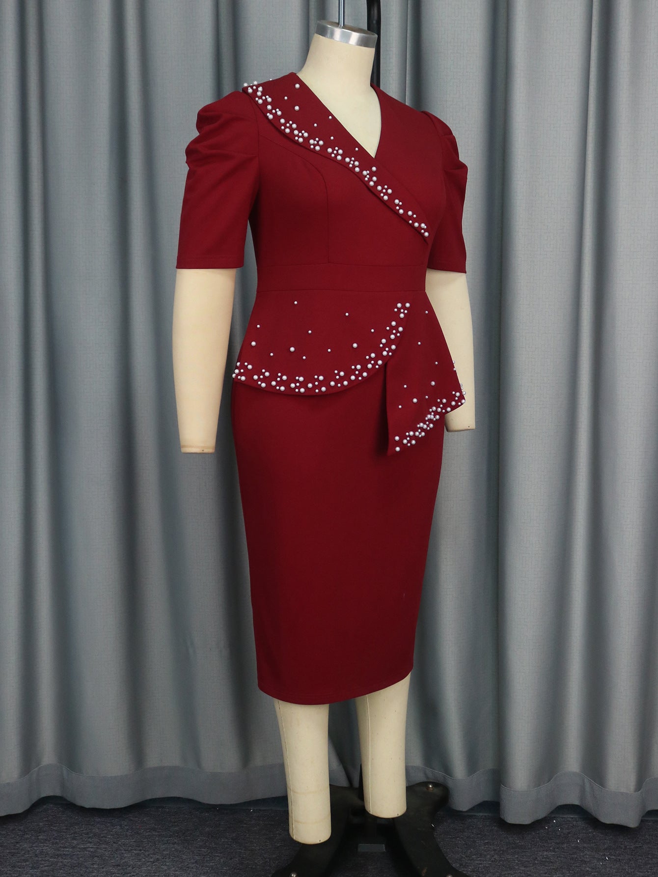 Women Beaded Ruffle Party Bodycon Dresses 7