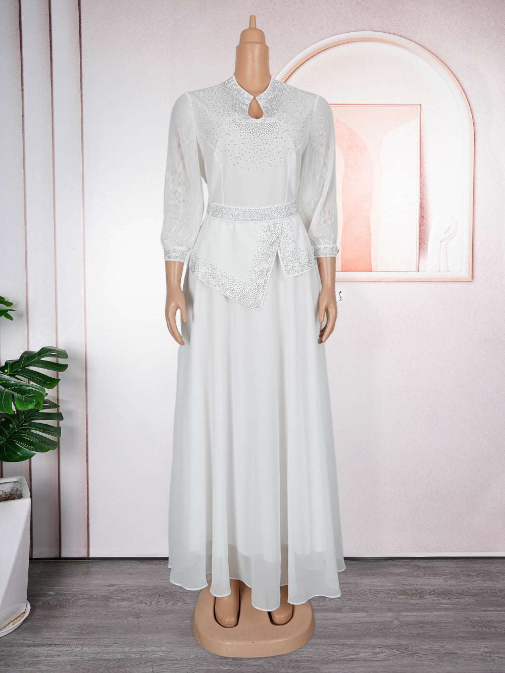 Career Women's Muslim Africa Beaded Fashion Plus Size Dress 9