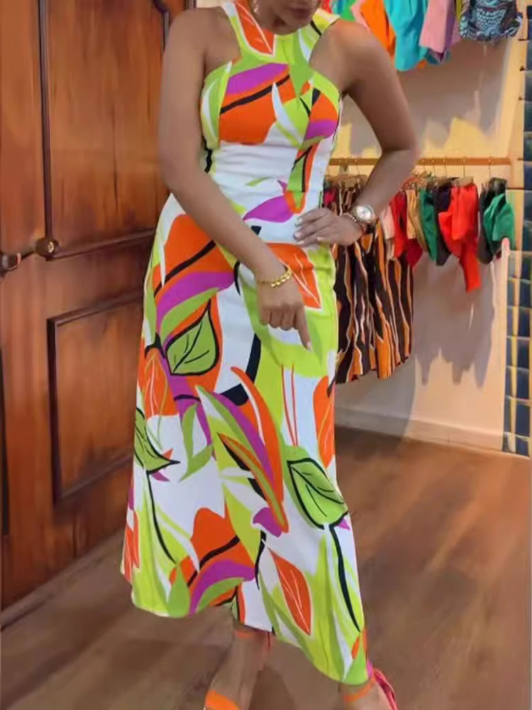 Women halter print dress 4