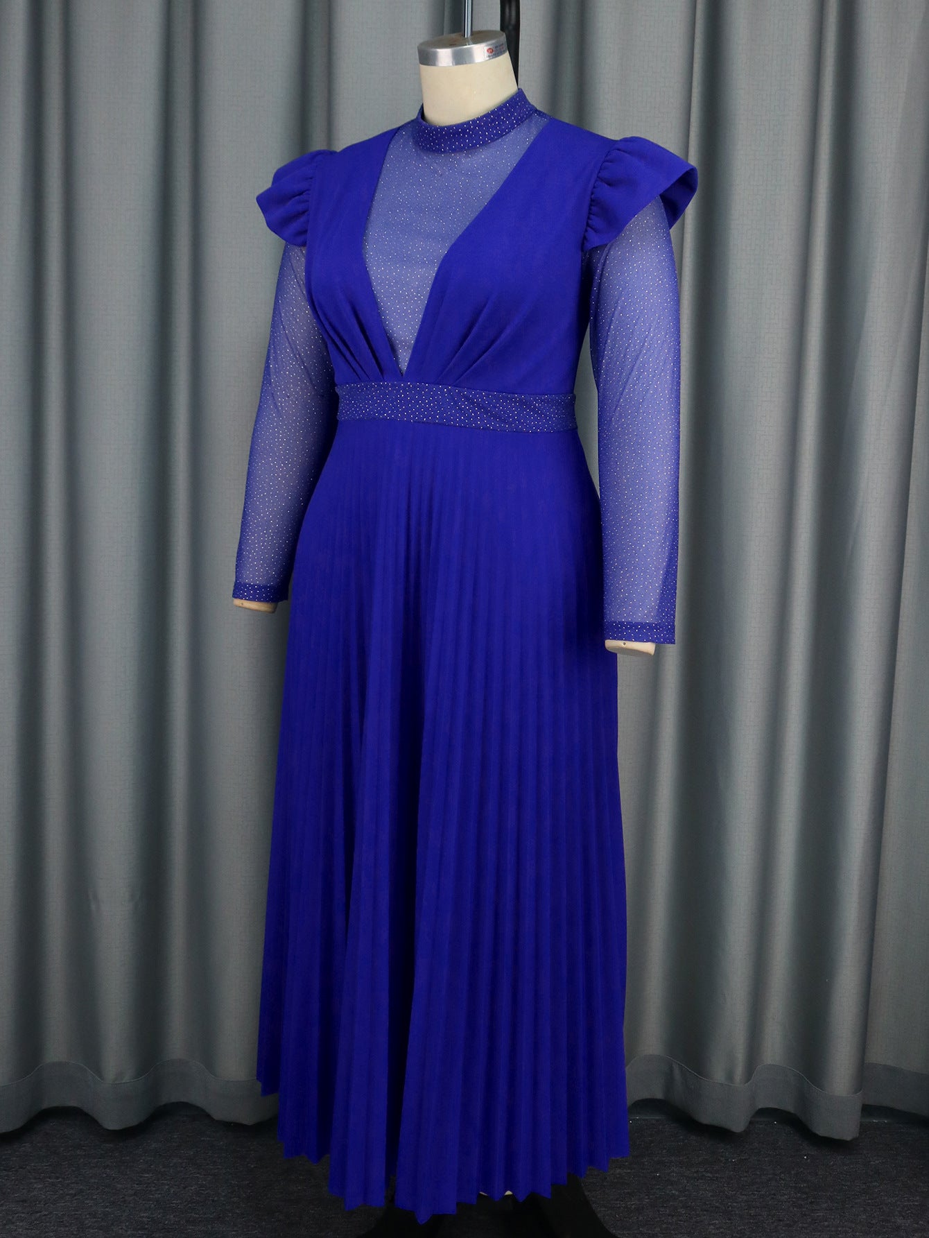 Women elegant Formal Party Cape long sleeve mesh dress 9