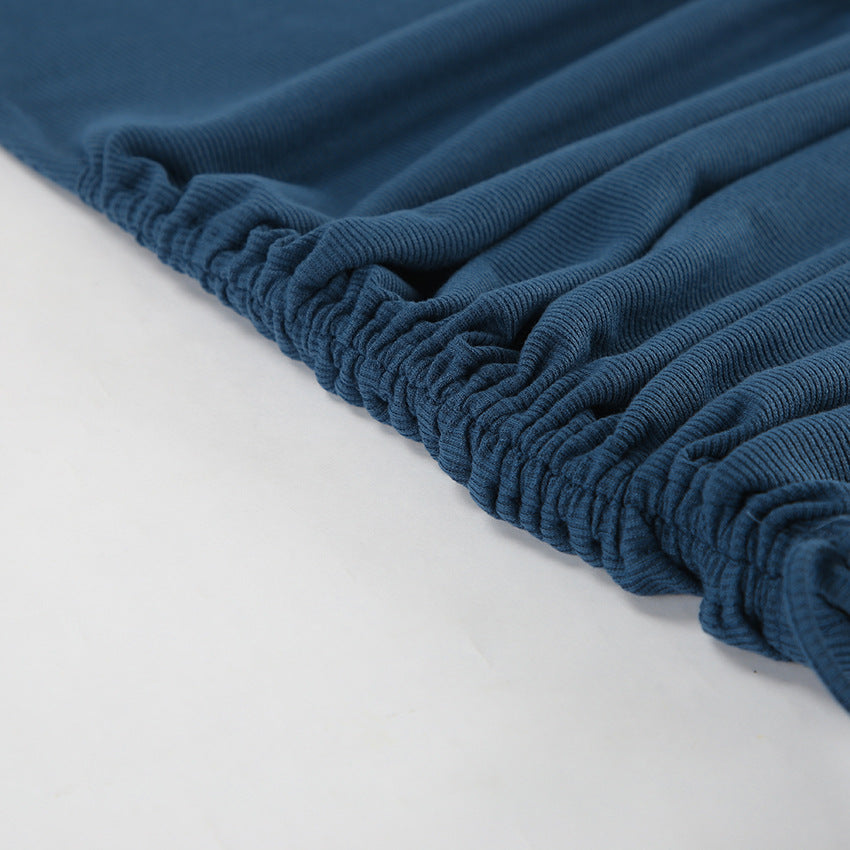 Women sexy Round Neck Bell Bottom sleeve lace-up knitting solid dress 16