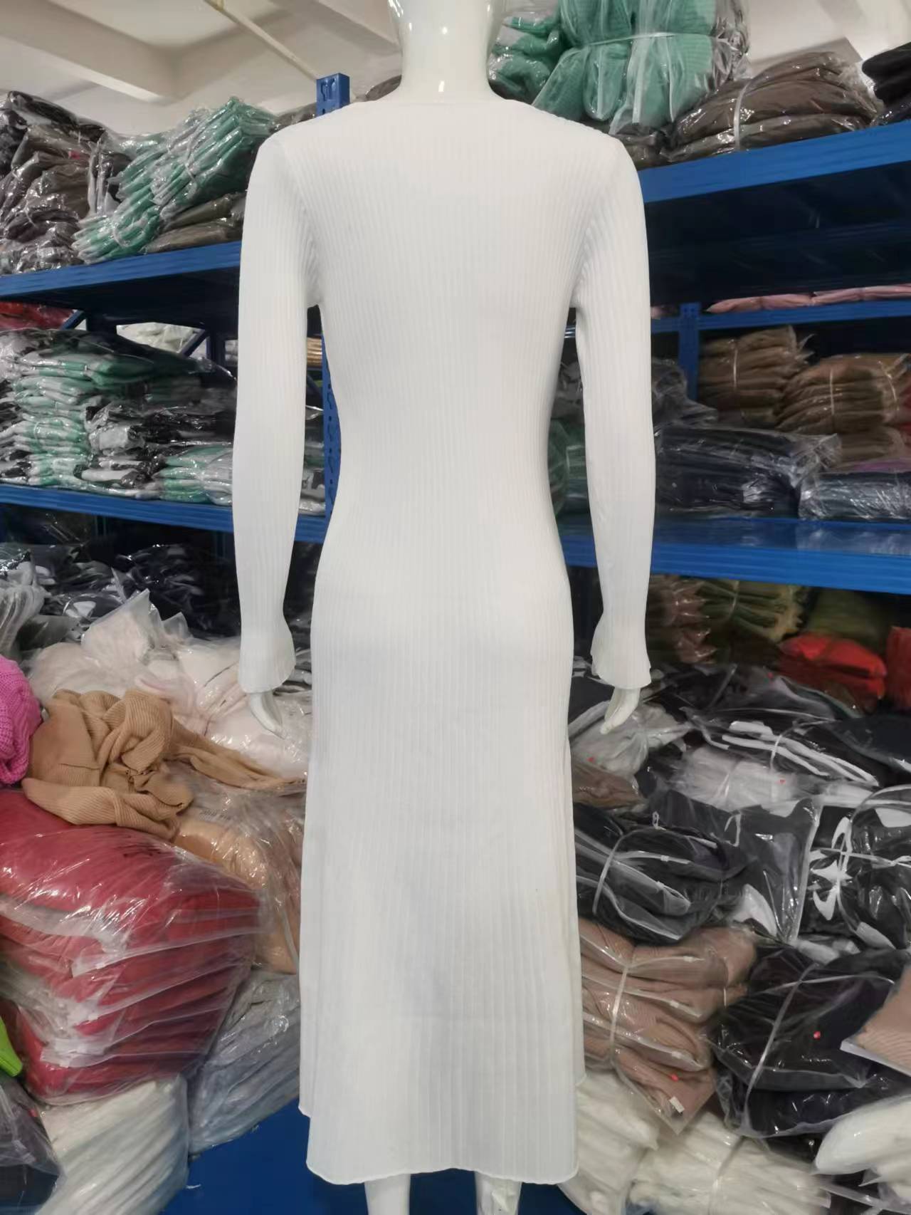 Women Bell Bottom Ribbed Knitting Dress 17