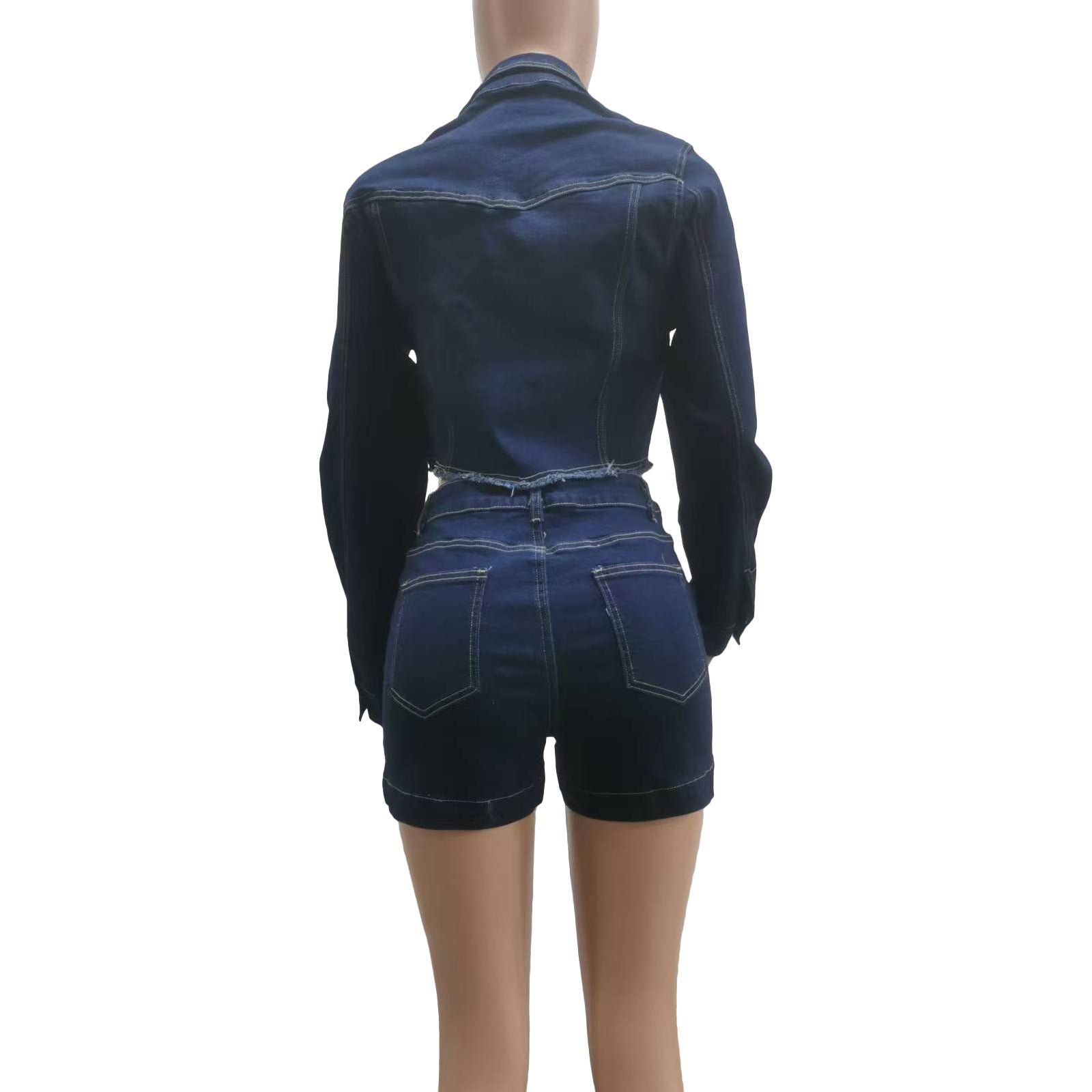 Fashion Casual women's Autumn winter long sleeve Jacket shorts two piece set 4