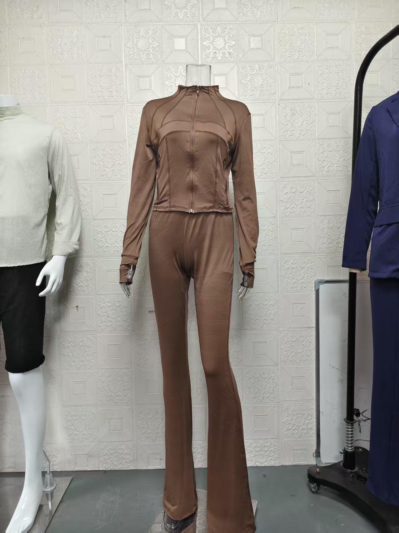 Spring/Summer Casual Sexy Tight-Fitting Bell Sleeve Two-Piece Pants Set 20