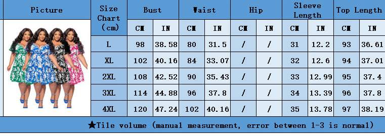 Summer Plus Size Women's Printed Dress Sexy Fashion Casual V Neck Midi Dress 14