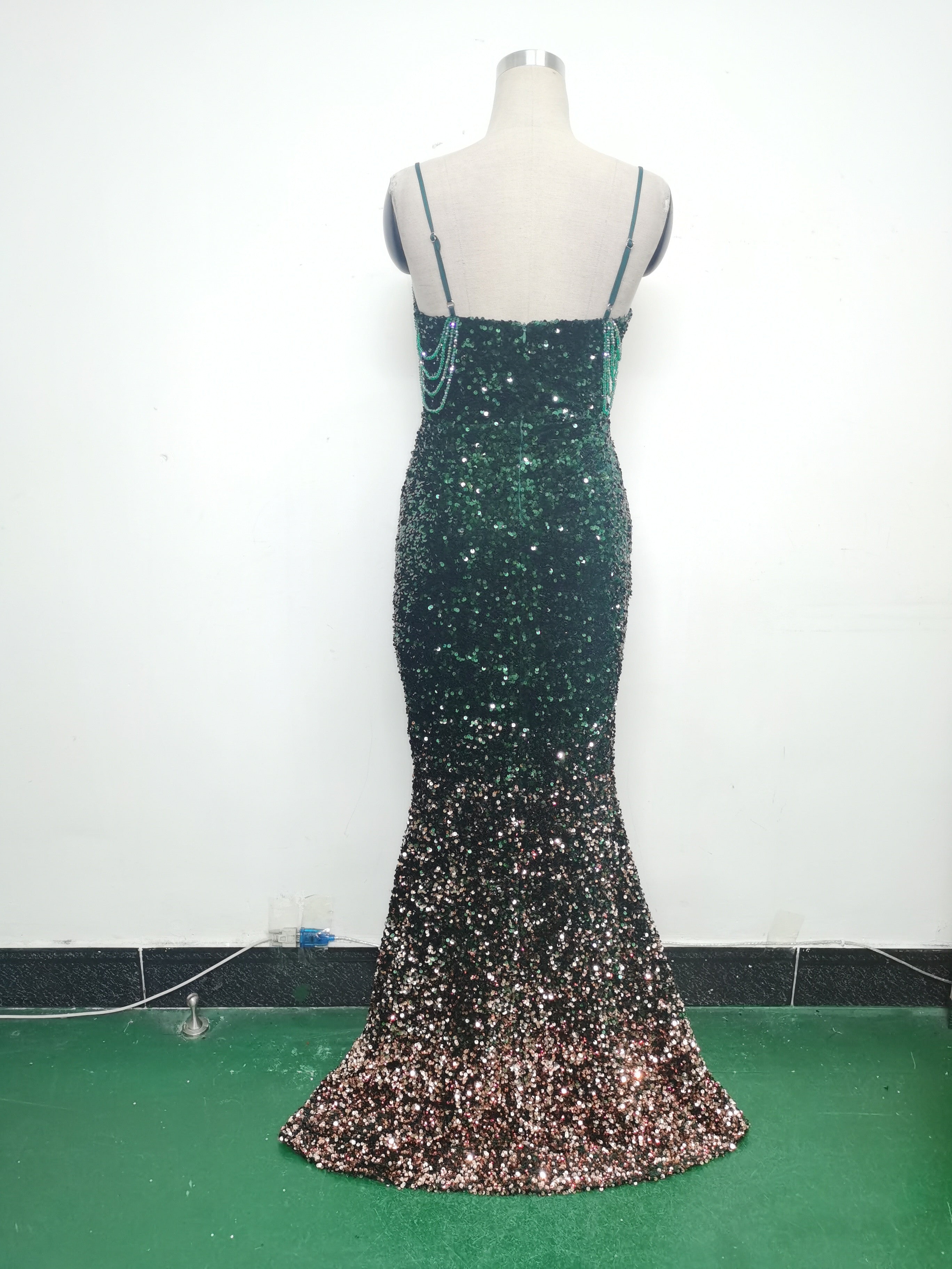 Gradient Sequins Sexy Strap Evening Dress 21