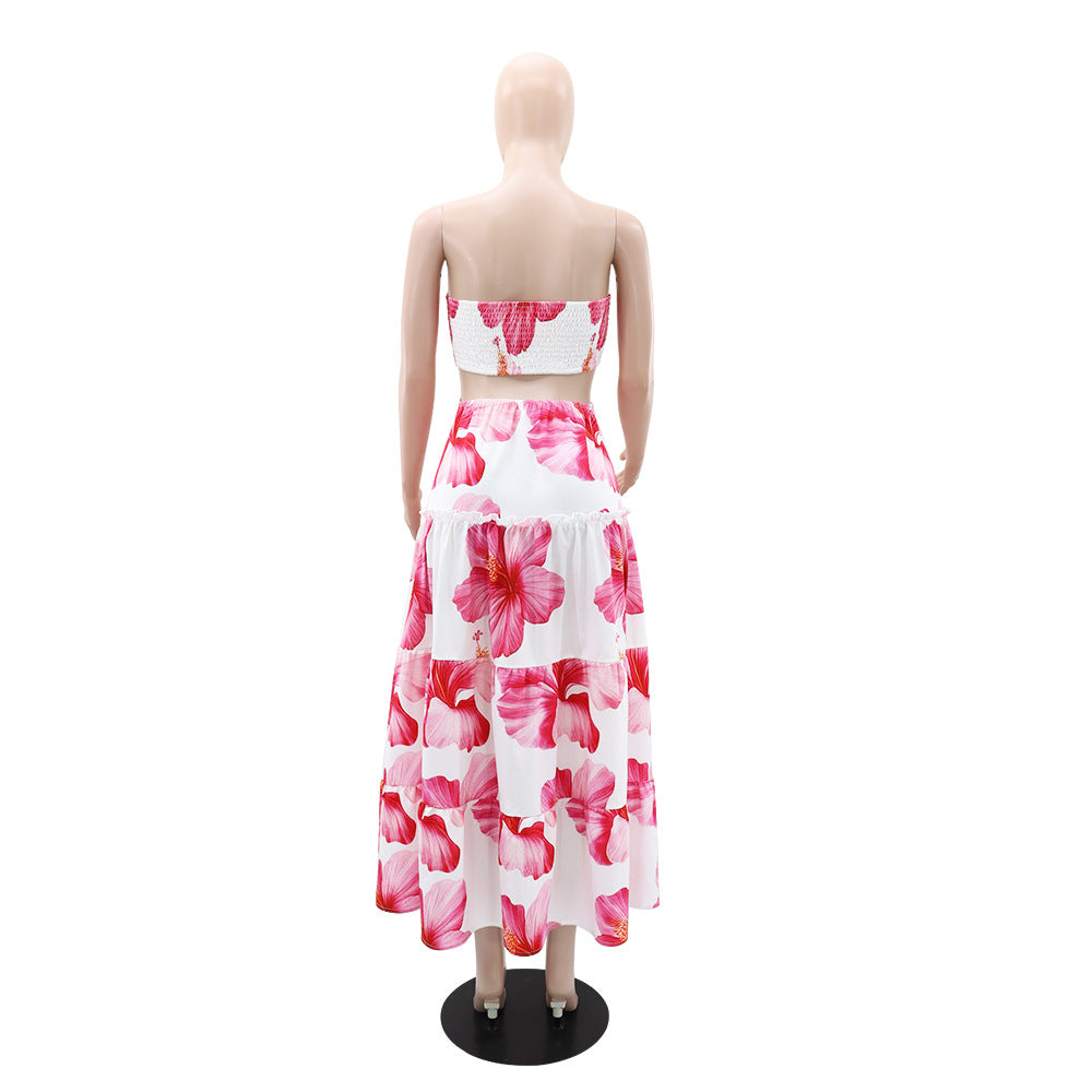 Women Printed Strapless Summer Dress 7