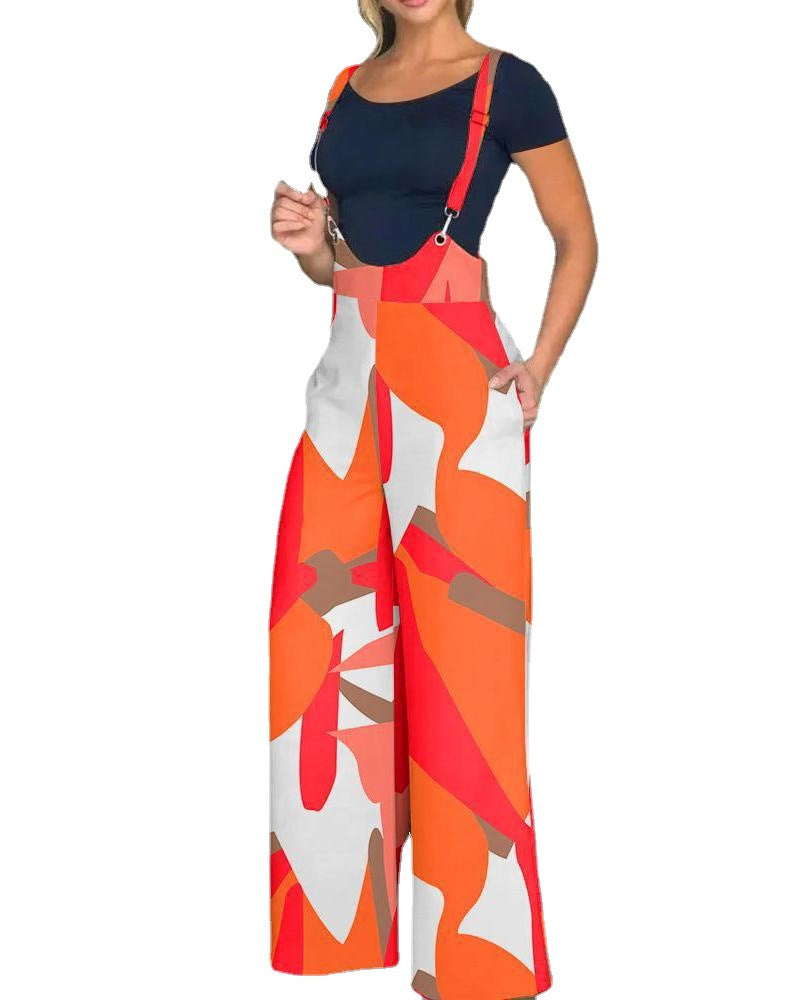 Women's fashion print jumpsuit overalls 12