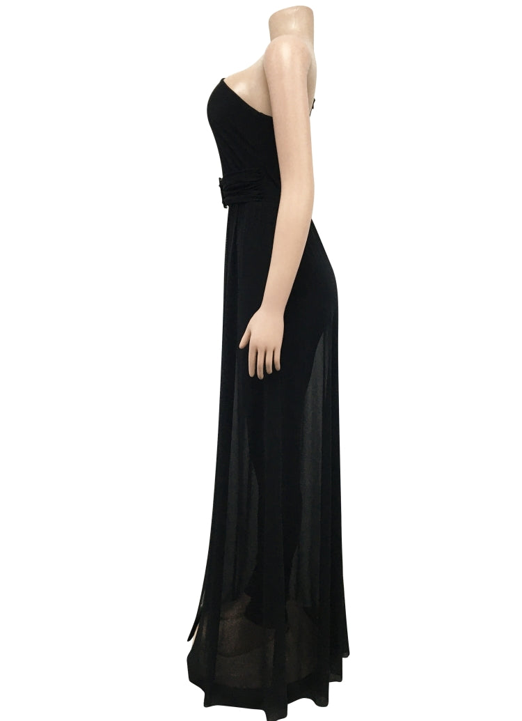 Women Summer Black Romantic Slash Neck Full Sleeves Solid Mesh Ripped Full Length Regular Jumpsuit 6