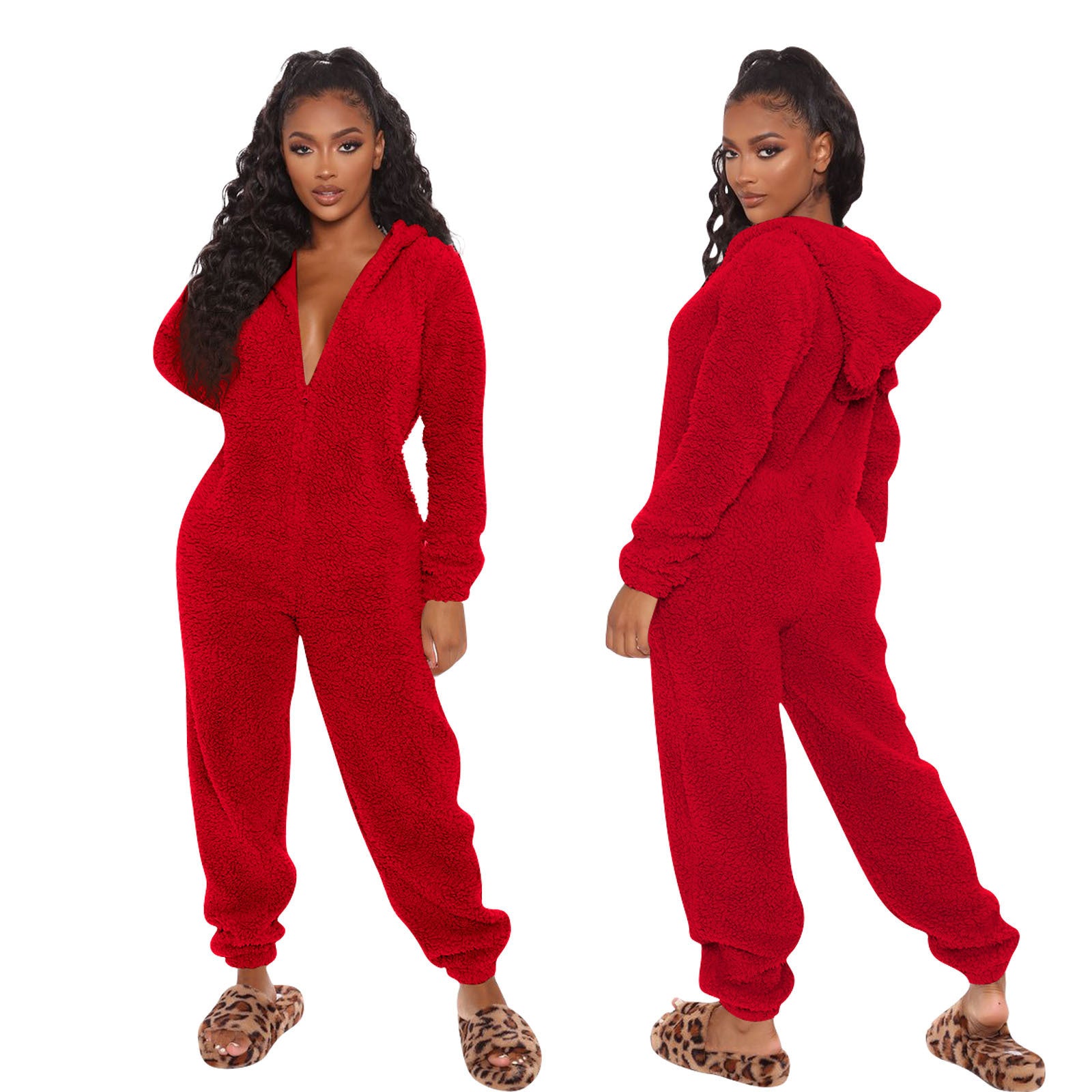 Women Long Sleeve Hooded Casual Jumpsuit 5