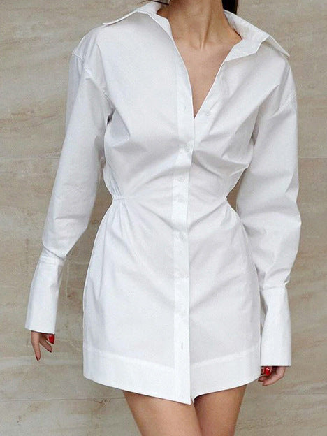 Women Turndown Collar Shirt Dress