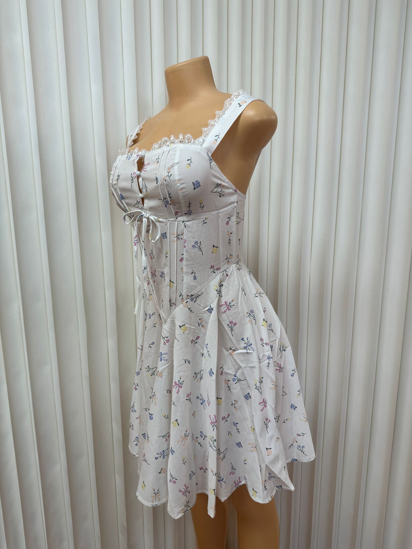 Women printed suspenders sexy Backless Lace dress 7