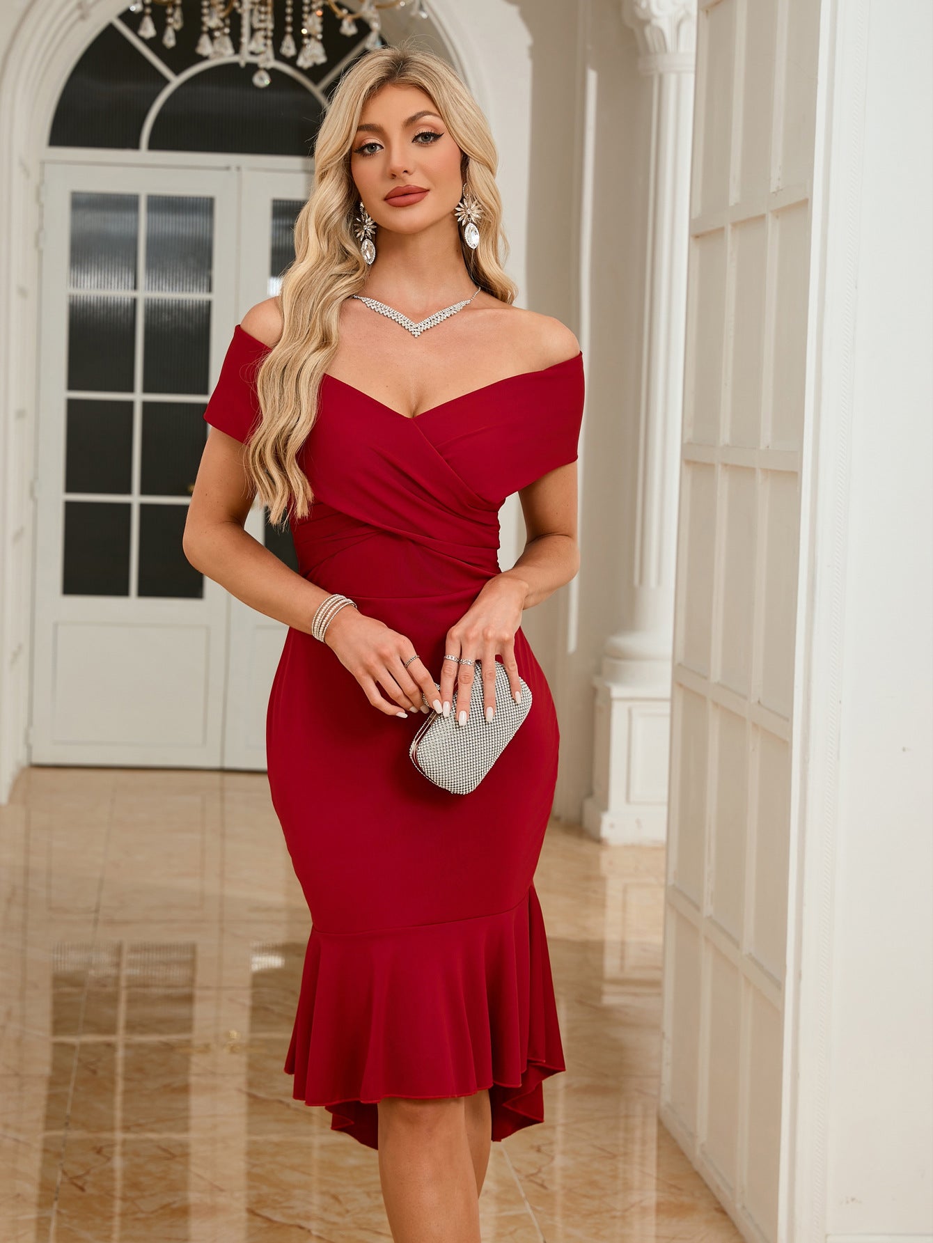 Summer Women's Off-Shoulder V-Neck Formal Party Sexy Dresses 7
