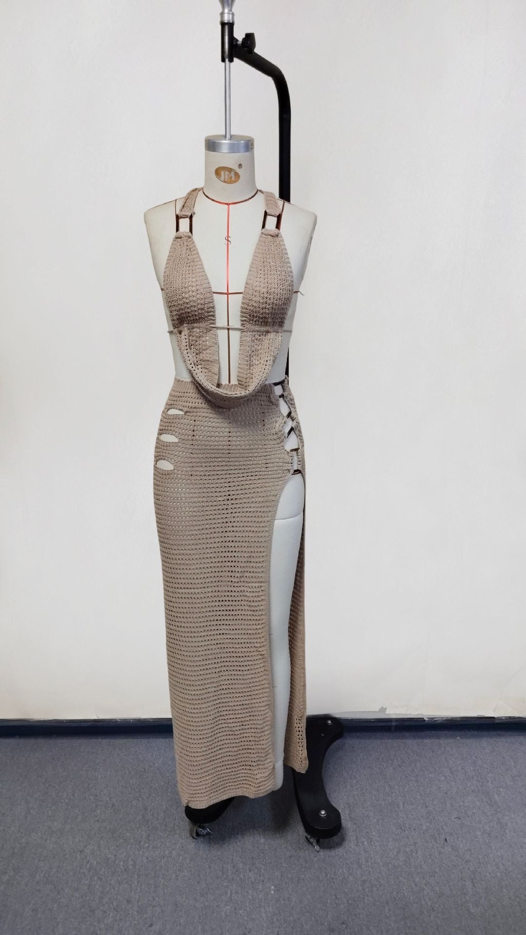 Sexy Hollow-Knit Blouse & Long Skirt Casual Holiday Beach Wear for Women 14