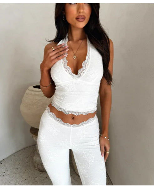 Women's Sexy Halter Lace Sportswear Set 5