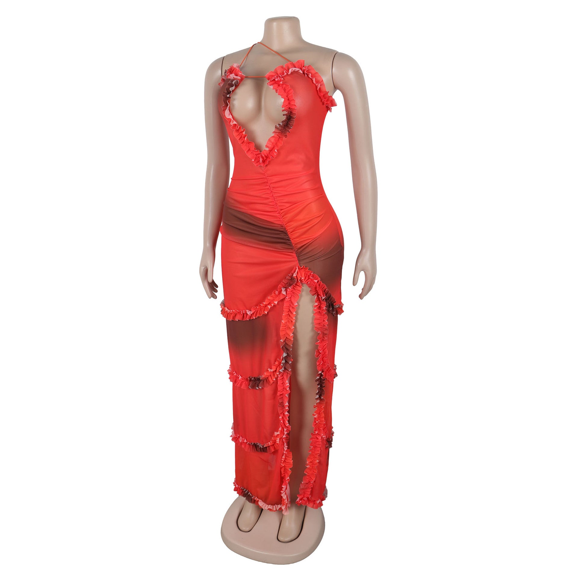 Women's Strap Hollow Lace Slit Dress 10