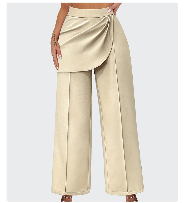 Fashion Chic Career Loose Casual Pants Women Wide Leg Straight Trousers 3