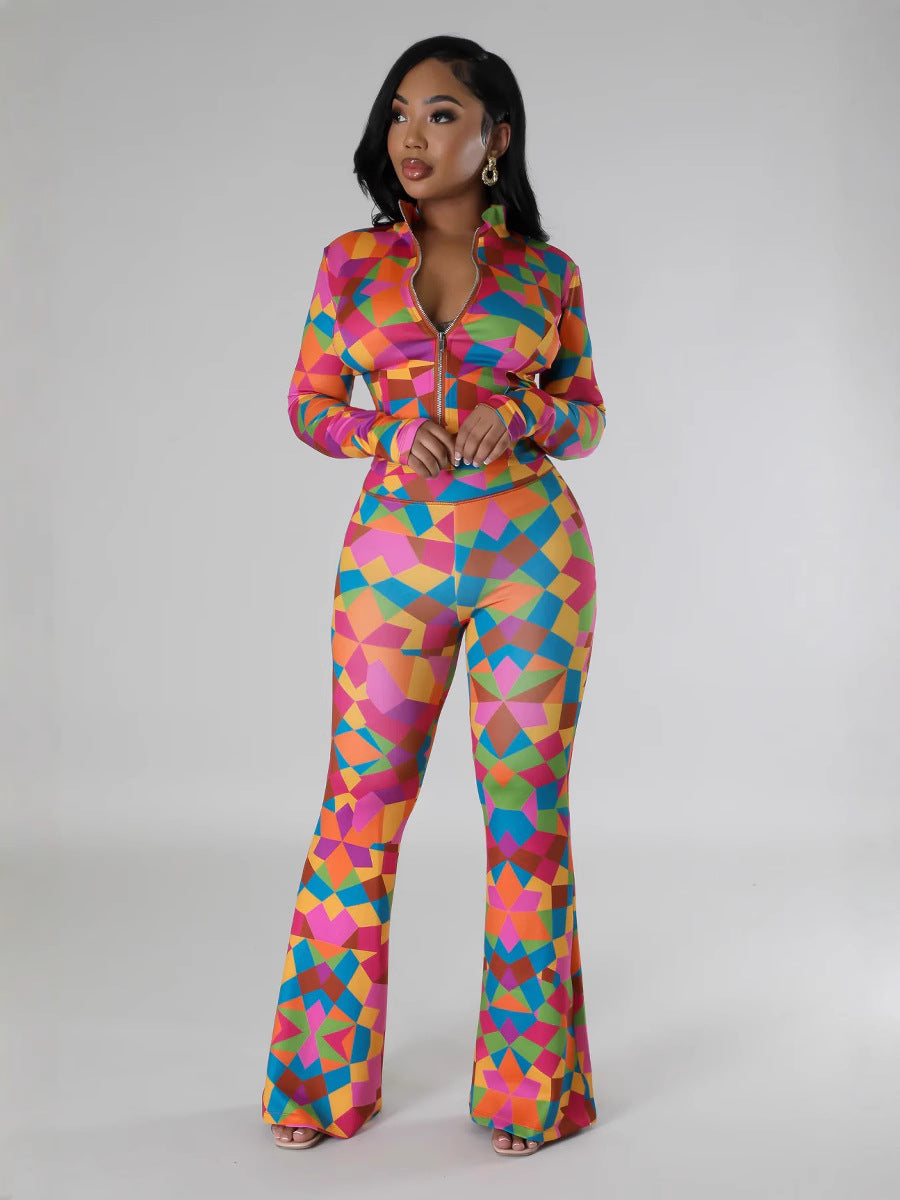 Women Long Sleeve Printed Top and Pants Two Piece 6