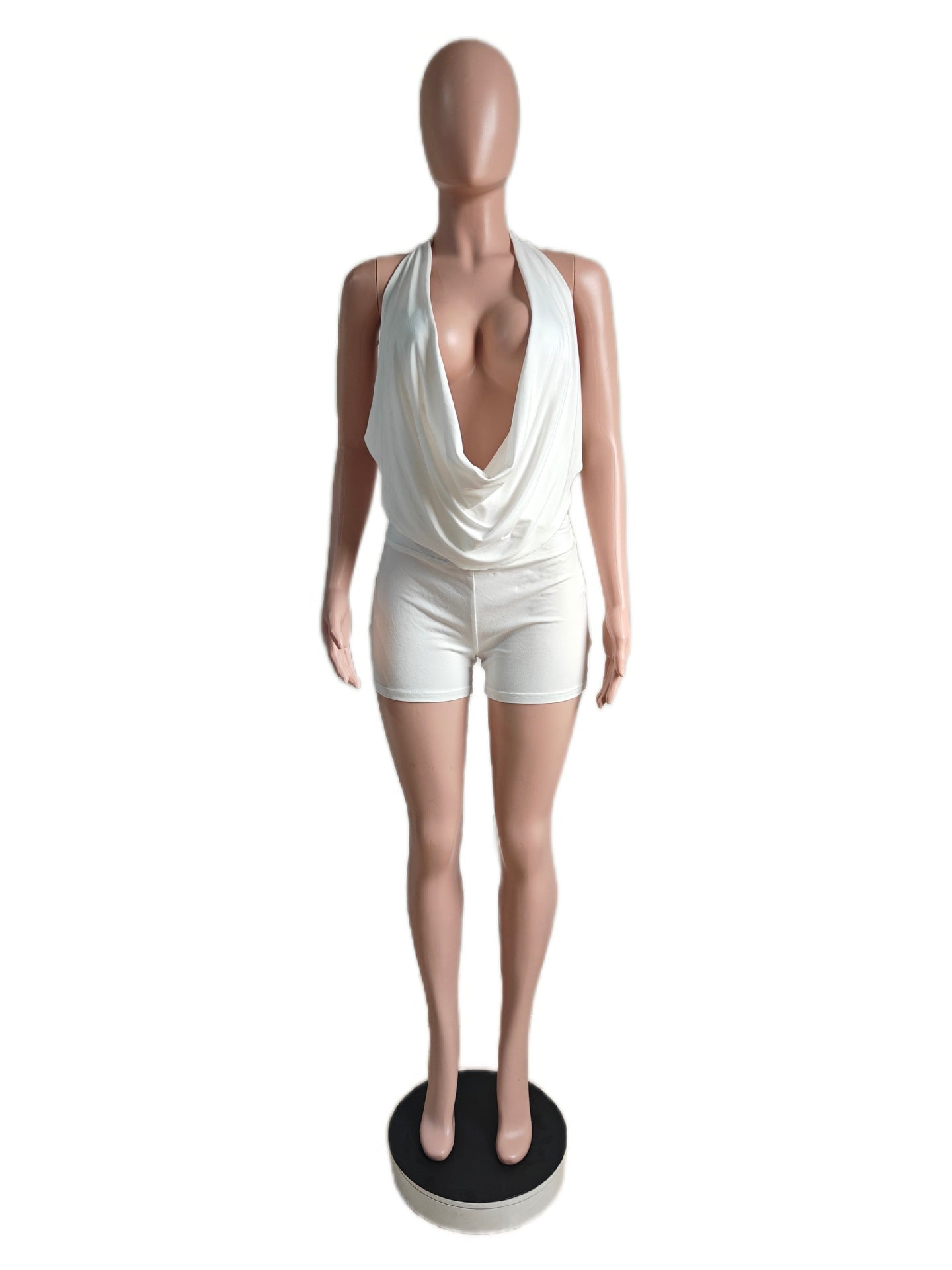 Women Spring Backless Top and Lace Shorts Two Piece Set 6