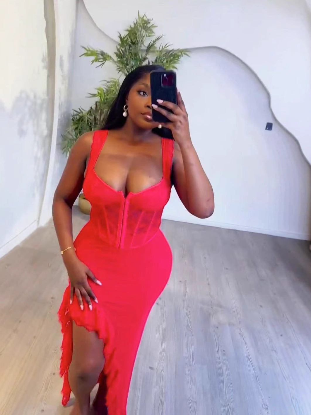 Women Sexy Suspender Vest Sexy Irregular and Skirt Two-Piece Set 3