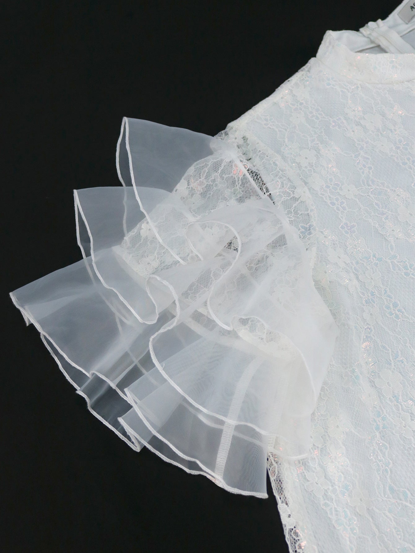 Plus Size Round Neck Ruffled Sleeve Fashionable Lace Loose Dress 7