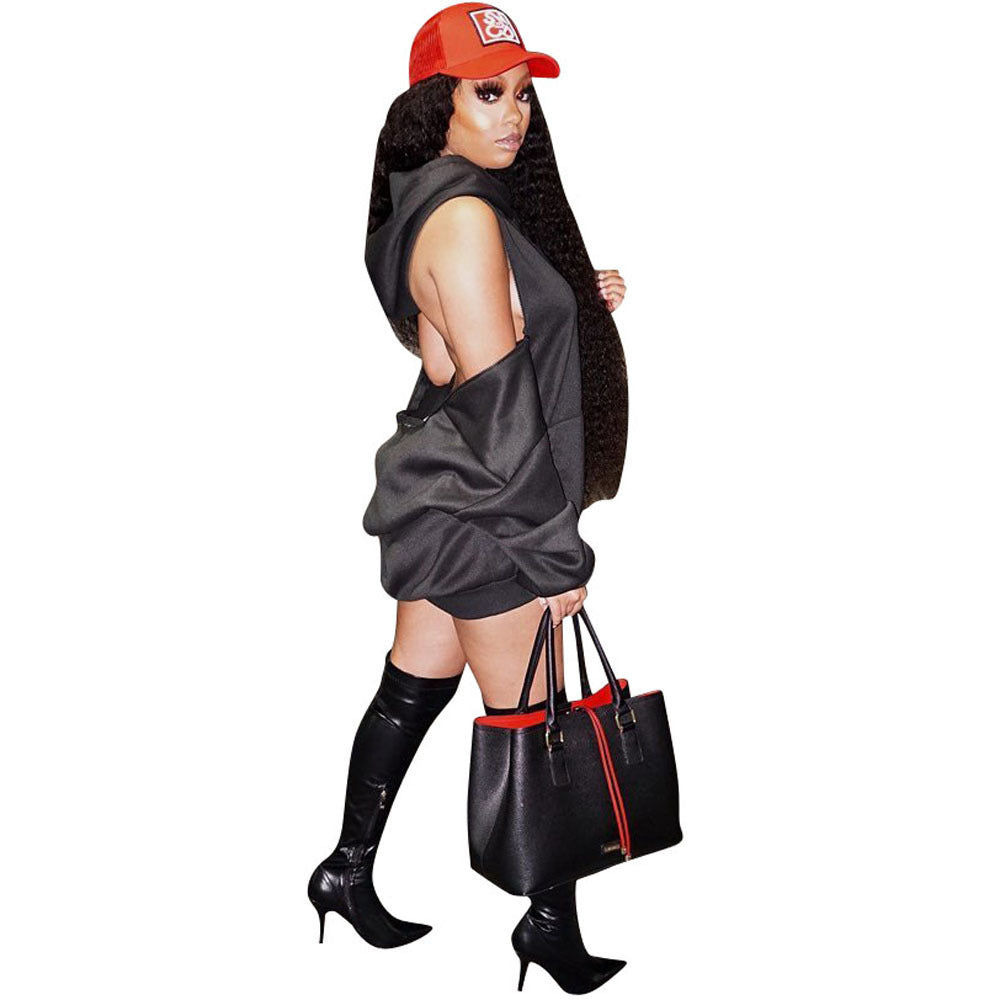 Women's Sexy Style Two-Wear Hooded Dress 5