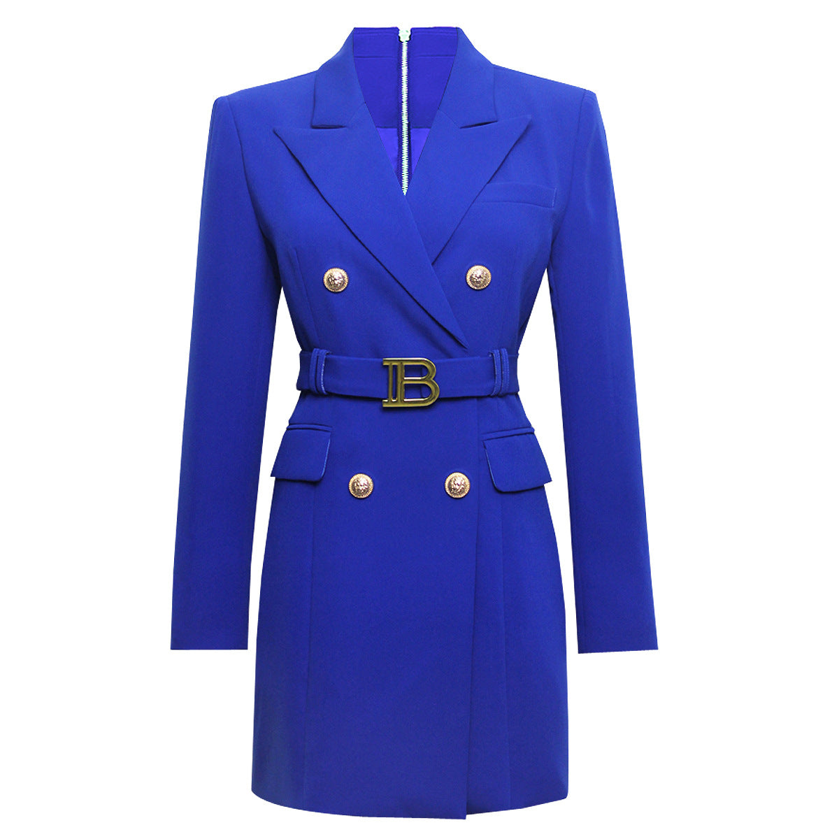 Spring Autumn Fashion Solid Color Slim Belt Long Sleeve Slim Chic Career Suit Dress 37