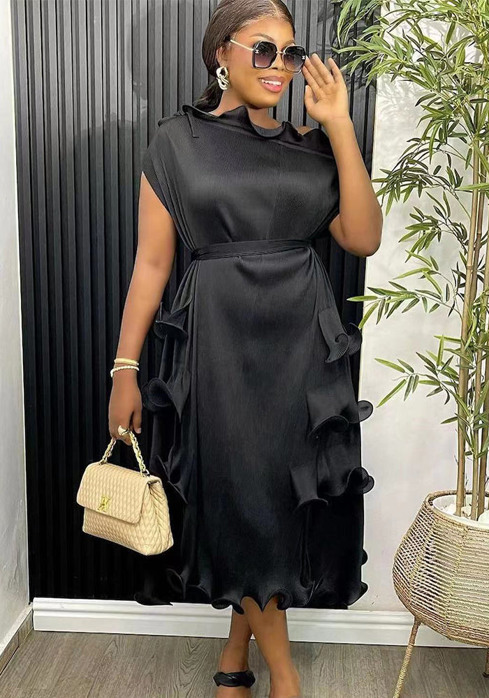 Plus Size African Women French Ruffle Edge Elegant Dress