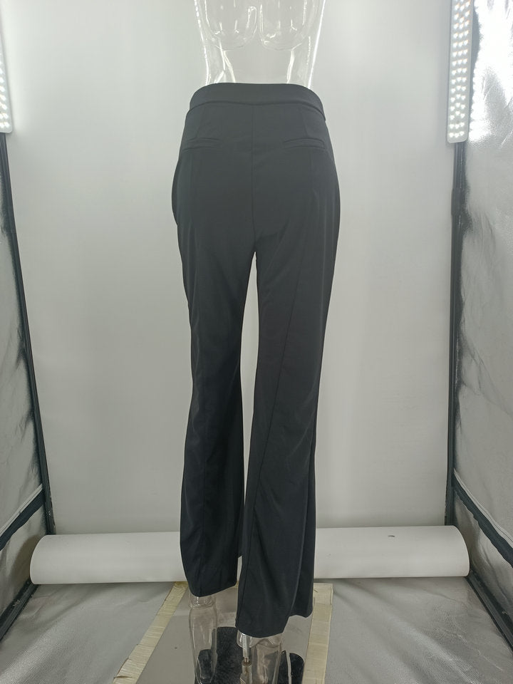 Autumn Women High Waist Stretch Slit Slim bell-bottomed pants 7