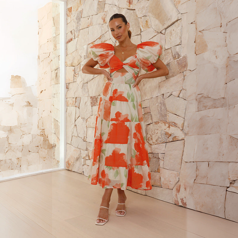 Women Printed Puff Sleeve Dress 22