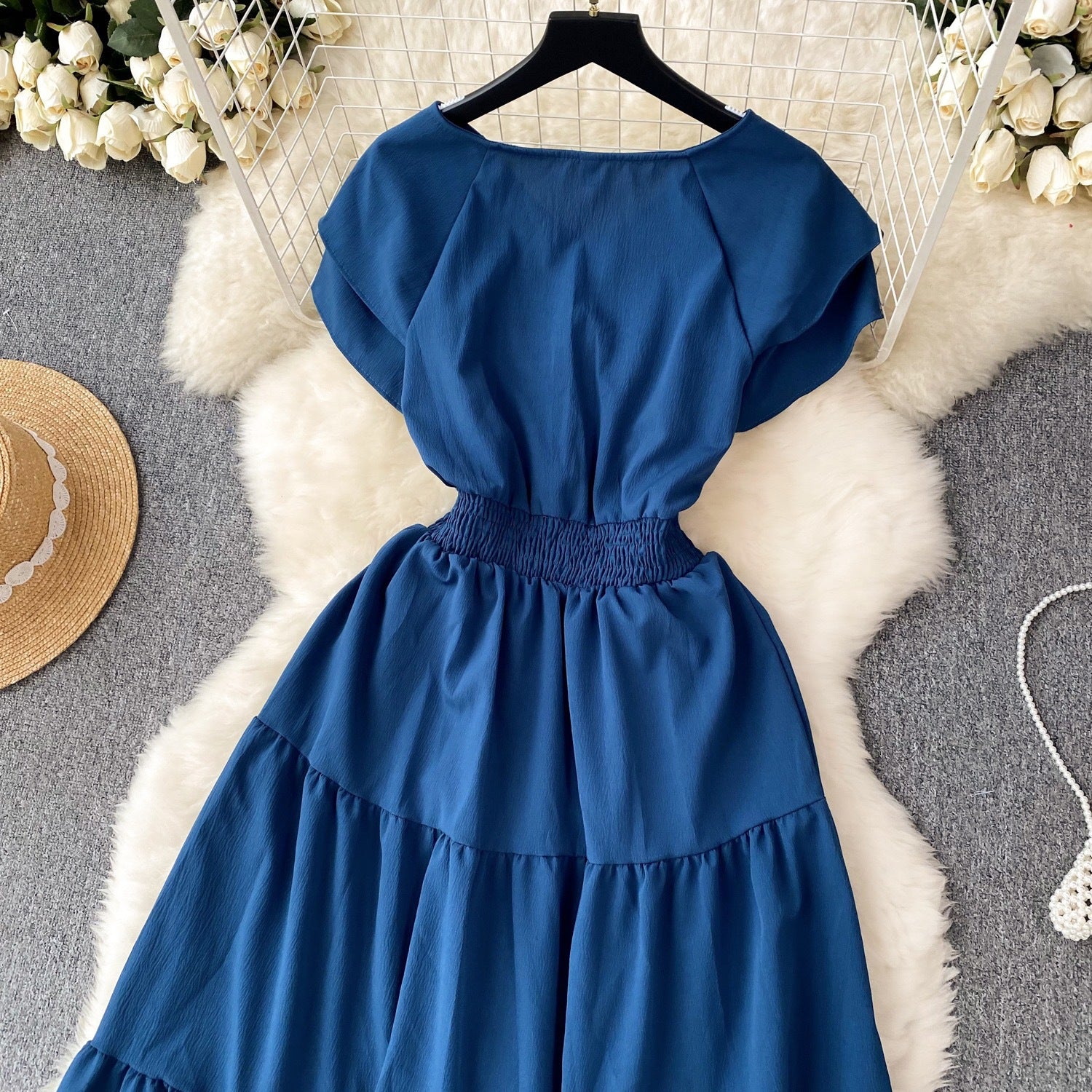 Women vintage pleated Long Dress 27