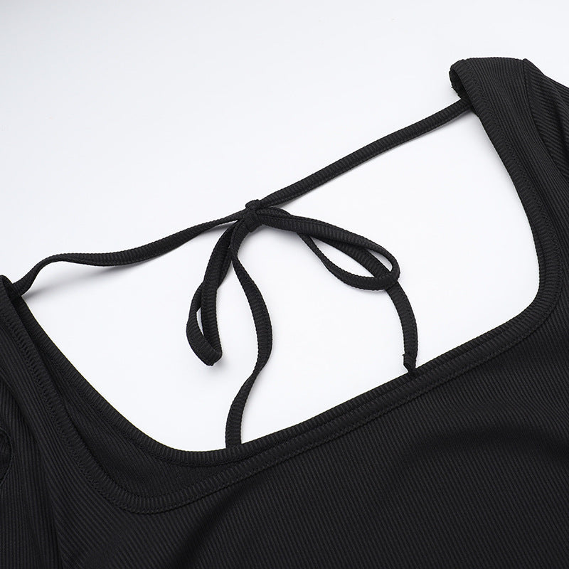 Autumn Fashion Slim Heart hollow Women Long Sleeve knitting Dress 9