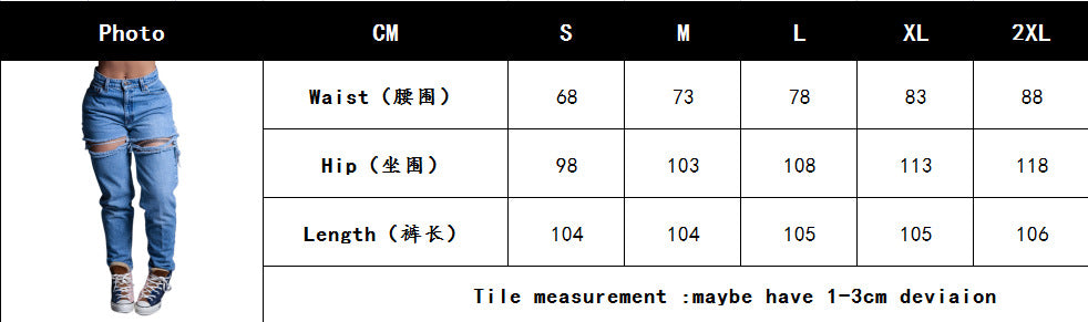 women washed high waist loose Ripped Denim pants 8