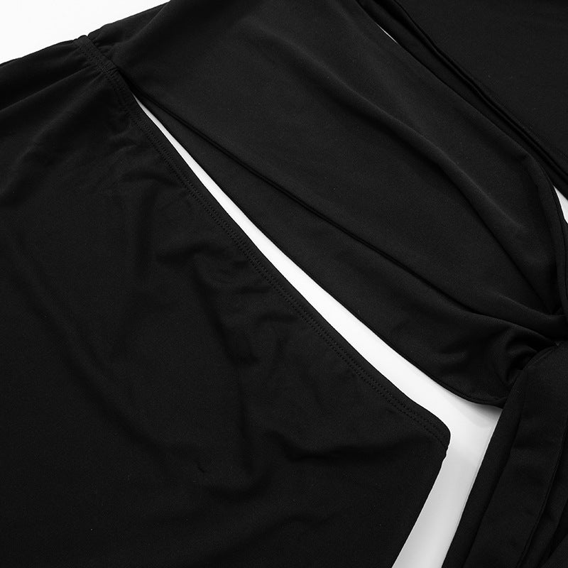 Women Summer Solid Slash Shoulder Off Shoulder Lace Hollow Sexy Bodycon Dress 15