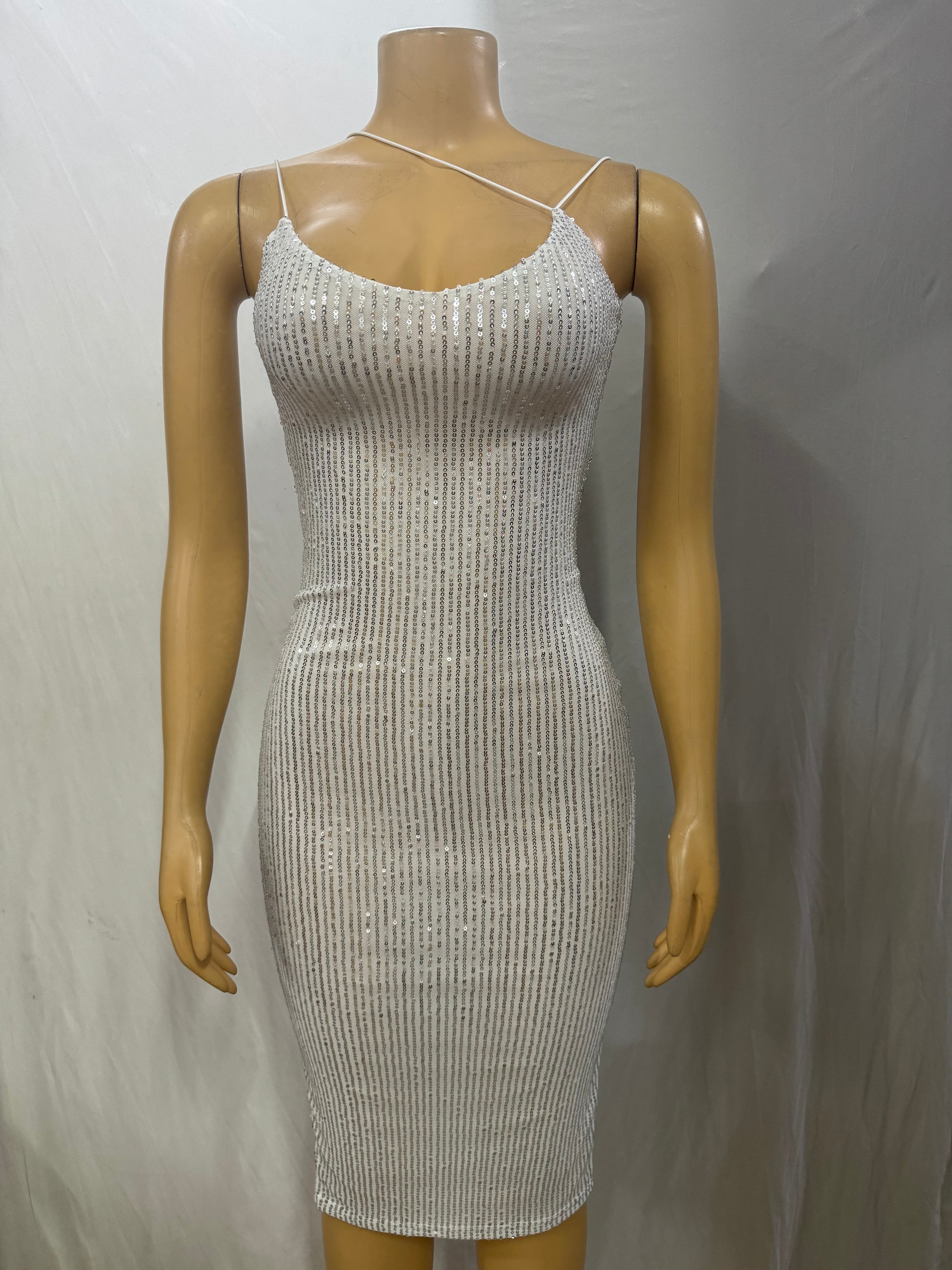 Women sequined suspenders sexy Backless Bodycon Dress 3