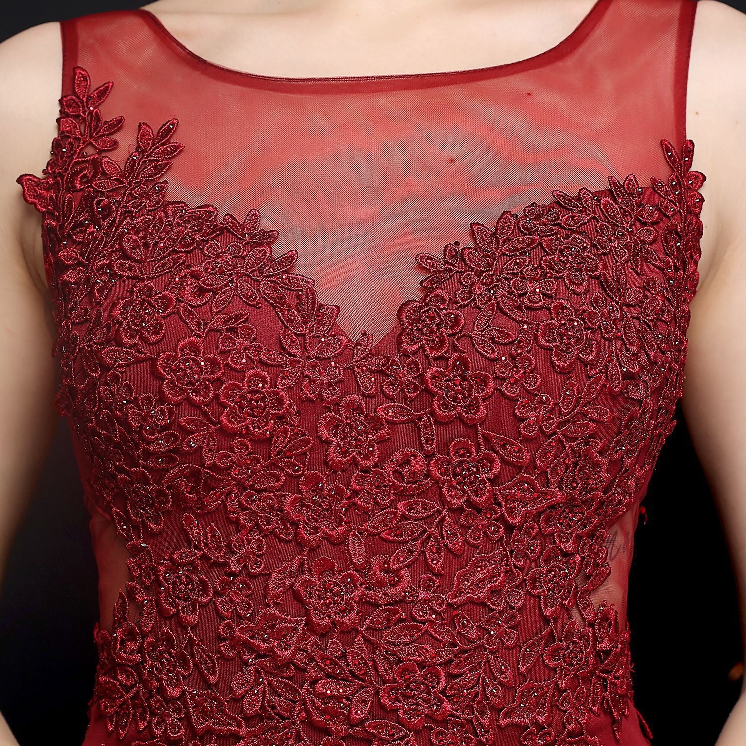 Women Lace Rhinestone Fishtail Evening Dress 22