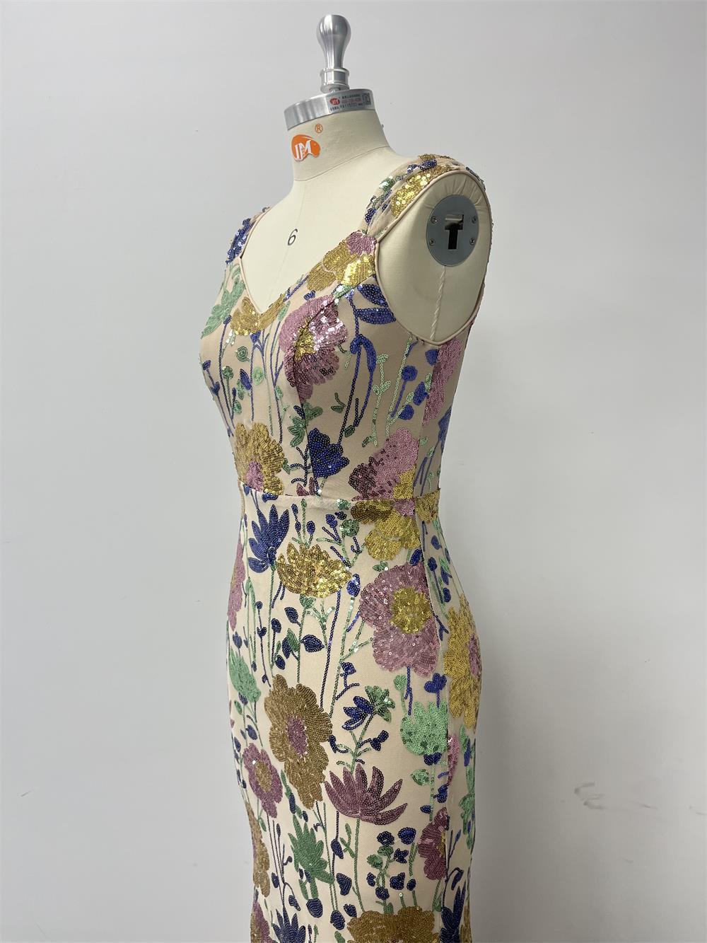 Women's Sleeveless Elegant Evening Dress  V-Neck Sequin Embroidered Party Mermaid Dress 8