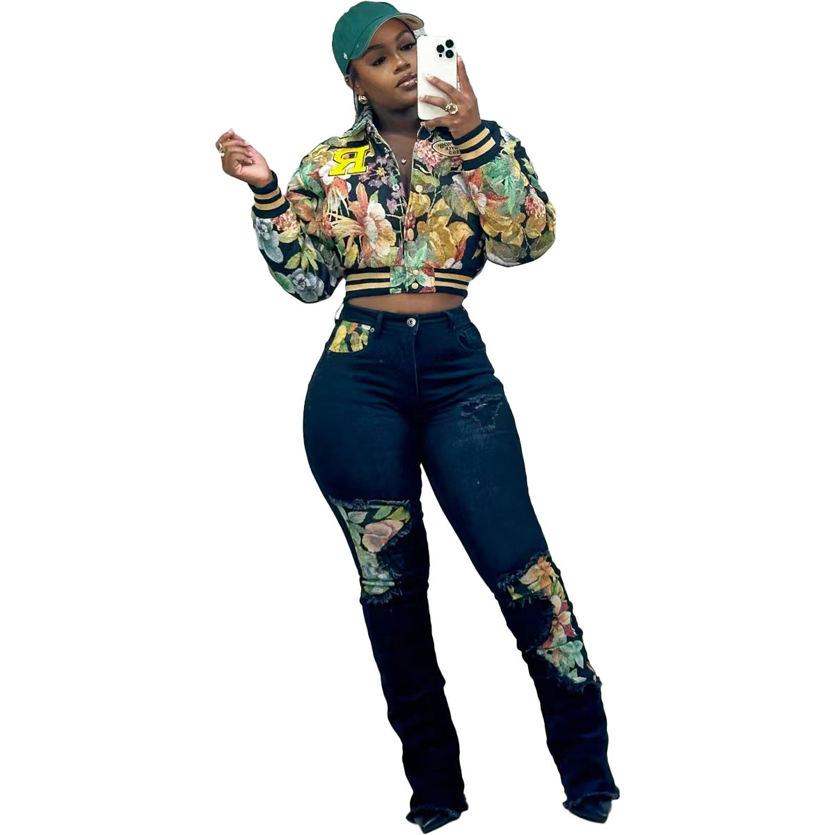 Women Casual printed baseball jacket 7