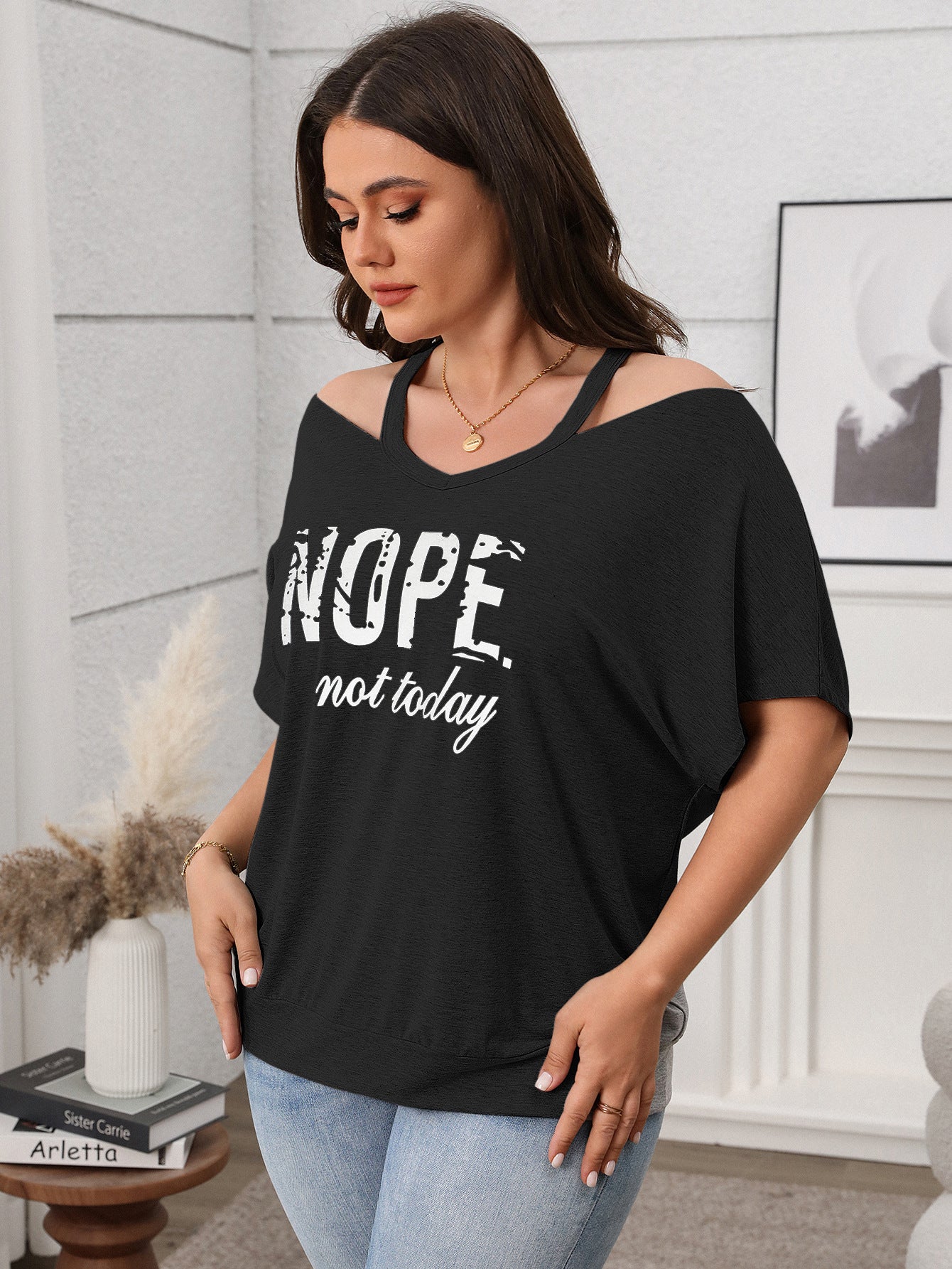 Spring Casual Plus Size Women's Short-Sleeve Off-Shoulder Top 19