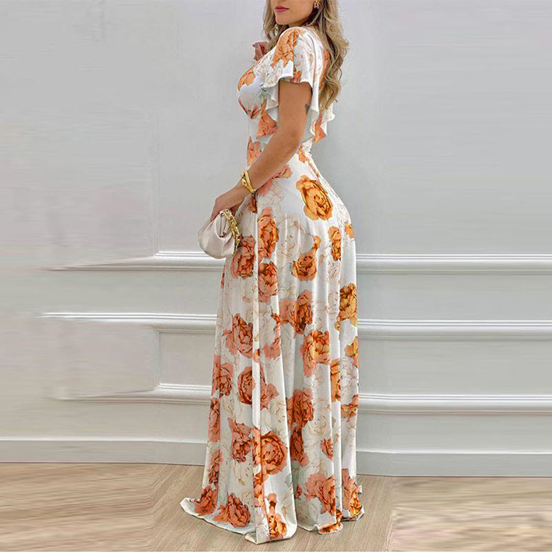 Women Spring Sexy V-neck Print Dress 16