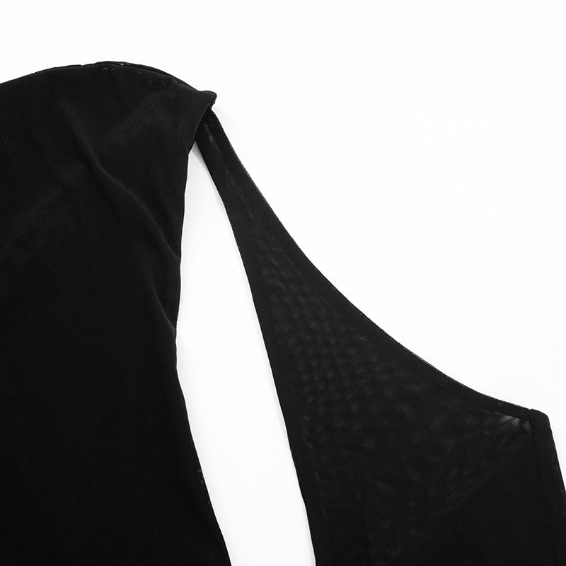 Women's spring and summer Off Shoulder irregular hollow Patchwork Bodycon Dress 21